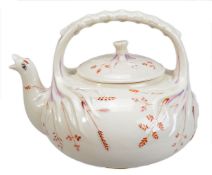 A Belleek (First Period) `Grass` pattern teapot and cover, (1863-90), black printed mark to cover,