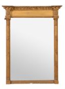 A 19th Century gilt pier mirror the rectangular plate flanked by reeded corinthian columns 93cm