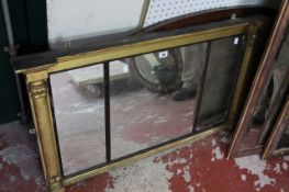 * A William IV gilt overmantel mirror with a triple plate flanked by pilasters 61cm high, 107cm wide
