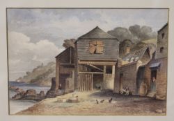 E. G. Hunt Fishing from the bridge; Resting in the coastal farm Watercolour, two The first signed
