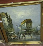 Oliveri (20th century) Two Parisian street scenes Acrylic on canvas Signed lower right Burnett (20th