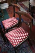A composite set of six 19th century bar back dining chairs comprising a set of four with drop in