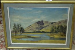 W..A..Remy  Moutainous Lakeland landscape Oil on board 24.5cm x 34cm; S.J.Johnson Oil on canvas