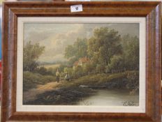 E. Honton (19th century) Pastoral landscapes Oil on canvas, a pair Both signed  26cm x 36 cm. (10