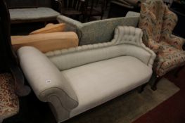A late 19th/early 20th Century upholstered chaise longue 155cm length