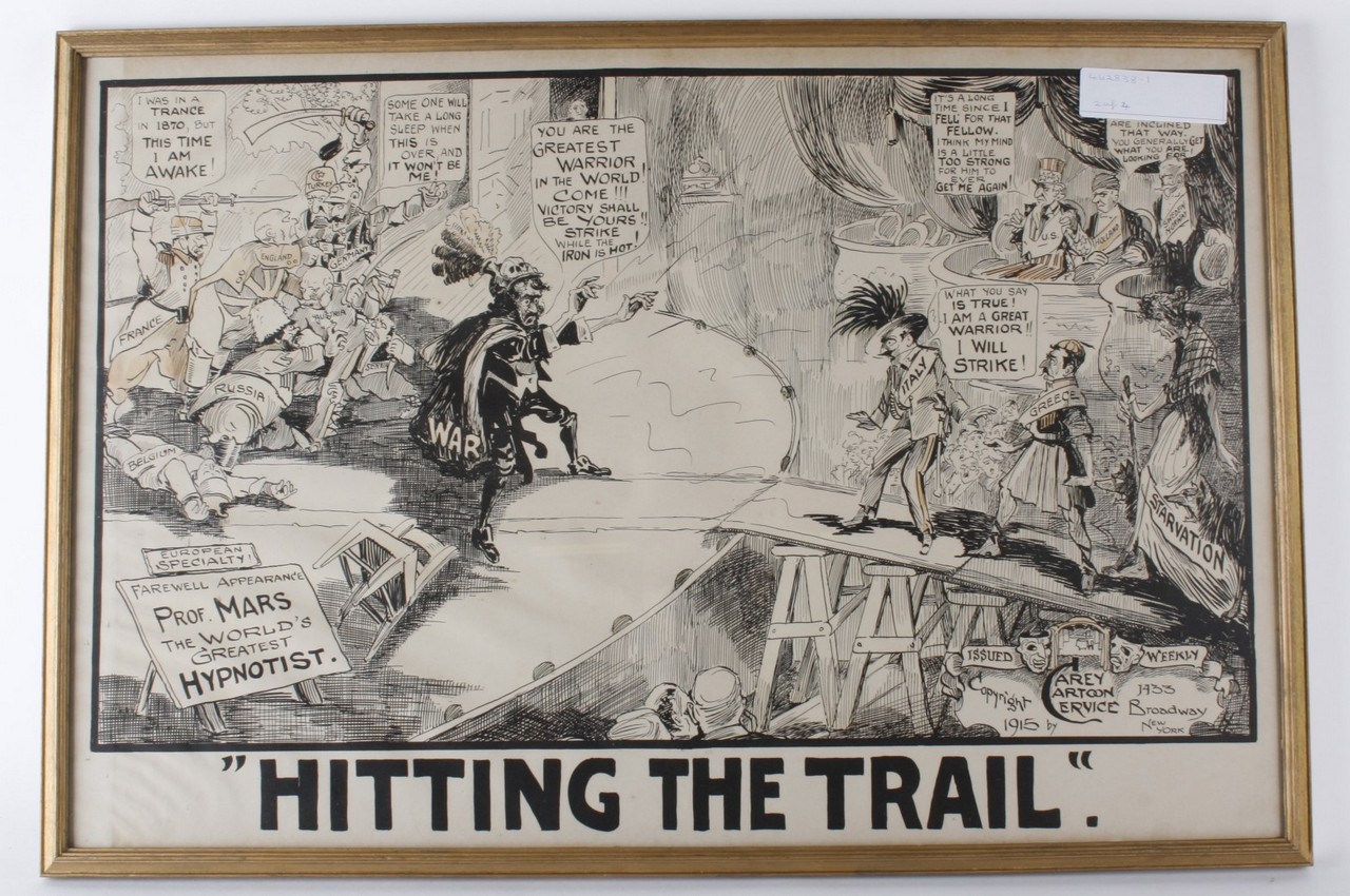 Four satirical prints of Great War subjects: Hitting The Trail; The International Wake; Pity The - Image 3 of 4