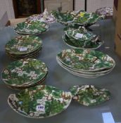 A Spode pearlware dessert service, with fruiting vine and leaf pattern, transfer printed,