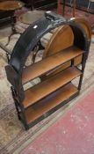A set of arched hanging shelves with turned uprights 109cm high, 80cm wide Best Bid