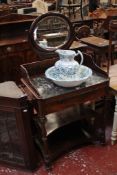 A 19th Century mahogany and marble topped washstand with associated jug and bowl