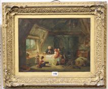 English School (mid 19th century) Grace before a meal Oil on canvas Indistinctly inscribed to