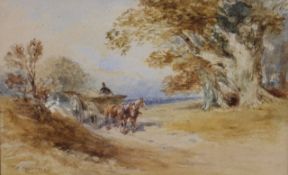 Charles Cattermole (1832-1900) A farm cart on a rural track Watercolour Signed lower right 16cm x
