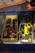 Dinky diecast cars, loose and play worn circa 1960`s and some plastic zoo animals. Best Bid