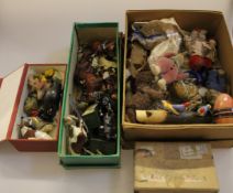 Britains diecast toys, including lead farm animals, field gun with six horses, and other items.
