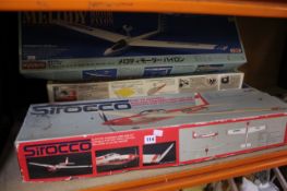 Three Ishimasa radio controlled helicopters and four radio controlled aeroplanes. A/F There is no