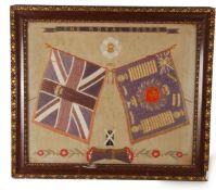 A framed and glazed silk work commemorative picture for the Royal Scotts Regiment, early 20th