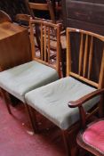 An Edwardian rosewood tub chair, slatback chair and two Gordon Russell design chairs