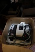A collection of 8mm Cine Cameras, projectors, screens and other related items. Best Bid