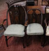 A stained beech armchair with hooped back and lion splat together with a side chair  Best Bid