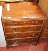 An Edwardian mahogany chest in George III style with four drawers on bracket feet 75cm high, 64cm