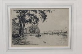 Eugene Bejot (1867-1931) Le Pont d`Arcole, Paris Etching Signed in pencil to the margin lower left