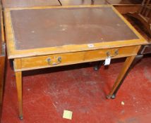 An Edwardian two drawer writing table on square tapering legs 74cm high, 91cm wide  Best Bid