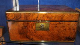 A Victorian walnut and brass inlaid writing slope