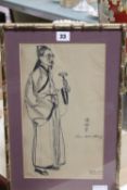 Erna Plachte (1893-1986) Portrait of Chen Huan-Chang Charcoal on buff paper Signed and captioned `