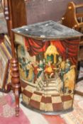 A highly painted `Indian` corner cabinet 88cm high, 58cm wide