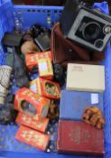 A small quantity of costume jewellery, a vintage Brownie Six-20 model camera, vintage Waddingtons