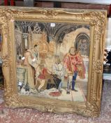 A framed needlework in the Victorian style; 65 x 60cm and another slightly smaller