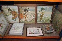After Muriel Dawson Goose girl Fishing boy Girl in snow Three polychrome prints Various sizes;