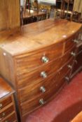 A Regency mahogany bowfront chest with two short and three long drawers 106cm high, 105cm wide