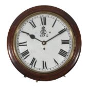 A George V mahogany fusee dial wall timepiece, F.W. Elliott Limited, dated 1930, the four pillar