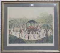 Helen Bradley (b.1900-1979) `Sunday Afternoon in Alexandra Park` Polychrome print Signed in pencil