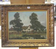 F. G. Colman Rural house set behind two trees and a lake Oil on canvas Signed and dated 1912 lower