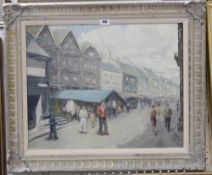 Manner of Robert Weir Allan Street market scene Oil on canvas board  Bears indistinct signature