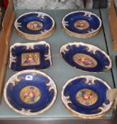 A Spode Copeland China part dessert service signed by P.Hall, circa 1900, printed and painted with