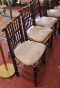 A set of six 19th Century North Country ash spindle back and rush seated chairs