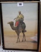 E A Stanton (Early 20th Century School) Figure on camelback Watercolour Signed and dated 191(*)