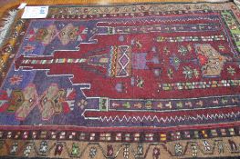 A Persian style rug 135 x 93cm together with a flatweave example