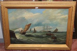 Frederick Haynes (fl.1860-1880) Shipping off the coast near Dover Oil on canvas Signed lower left