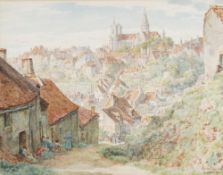 Thomas Matthews Rooke (1842-1942) Hillside town Watercolour Signed, indistinctly inscribed and