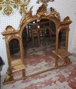 A Victorian style gilt overmantle mirror 110cm high, 120cm wide  Best Bid