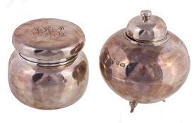A silver circular jar and cover by W. & G A silver circular jar and cover by W. & G. Neal, London