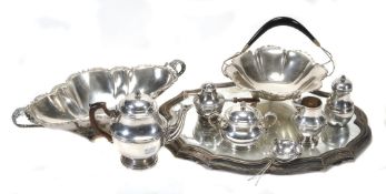 A French silver five piece silver tea service, large guarantee Minerva mark, A French silver five