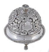 A late Victorian silver domed table bell by William Hutton & Sons Ltd A late Victorian silver