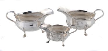 A matched pair of shaped oval sauce boats by Atkin Brothers A matched pair of shaped oval sauce