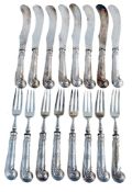 A set of eight Victorian dessert knives and forks by H A set of eight Victorian dessert knives and