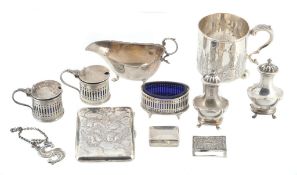 A collection of silver, to include: a matched pair of circular mustards A collection of silver, to