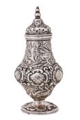 An Indian colonial silver ogee baluster pepper caster by George Gordon & Co An Indian colonial